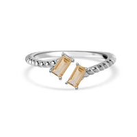 Natural Citrine Sleek Silver Baguette Ring