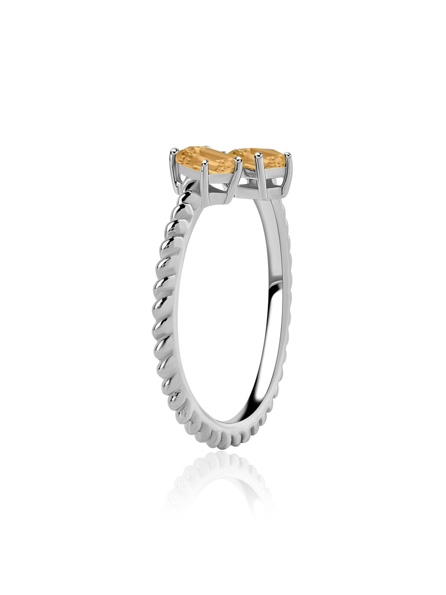 Natural Citrine Sleek Silver Baguette Ring