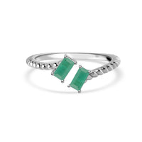 Natural Emerald Sleek Silver Baguette Ring