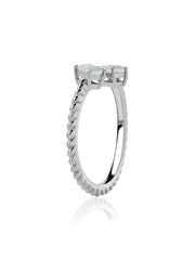 Natural Ethiopian Opal Sleek Silver Baguette Ring