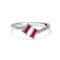 Natural Tourmaline Sleek Silver Baguette Ring