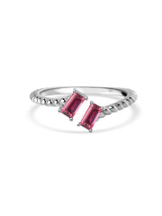 Natural Tourmaline Sleek Silver Baguette Ring