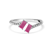Natural Ruby Sleek Silver Baguette Ring