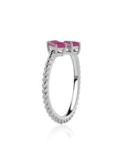 Natural Ruby Sleek Silver Baguette Ring