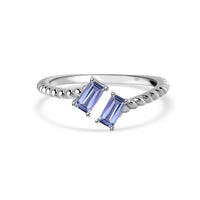 Natural Tanzanite Sleek Silver Baguette Ring
