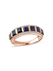 Blue Sapphires Wide Band Gold Ring