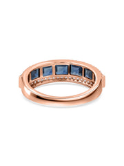 Blue Sapphires Wide Band Gold Ring