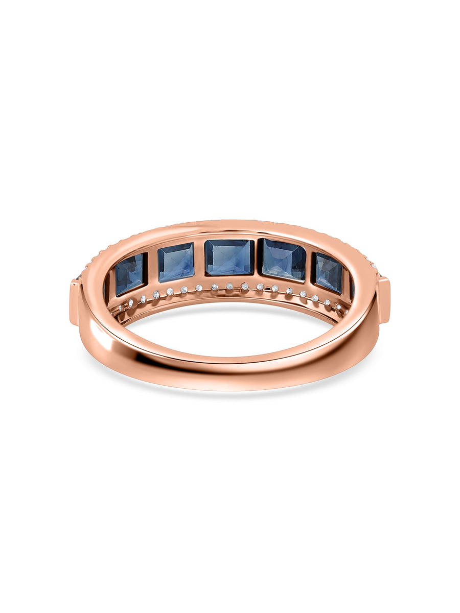 Blue Sapphires Wide Band Gold Ring