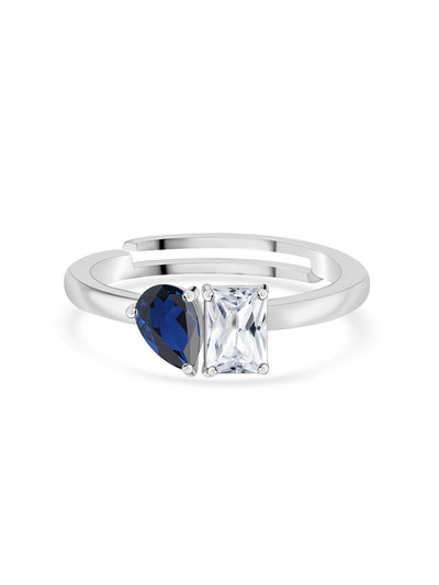 1.47 Carat Blue Sapphire Toi Et Moi Ring in 925 Sterling Silver - BIS Hallmarked