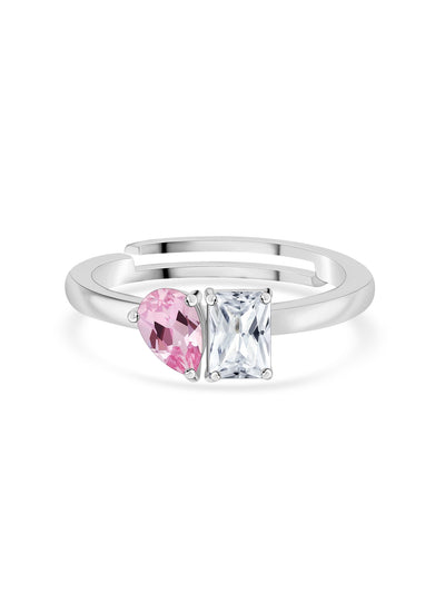 Toi Et Moi Blush Pink Silver Ring for women
