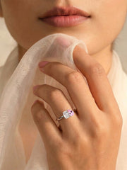 Pink CZ Toi Et Moi Silver Ring