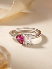 Radiant Ruby Toi Et Moi Silver Ring