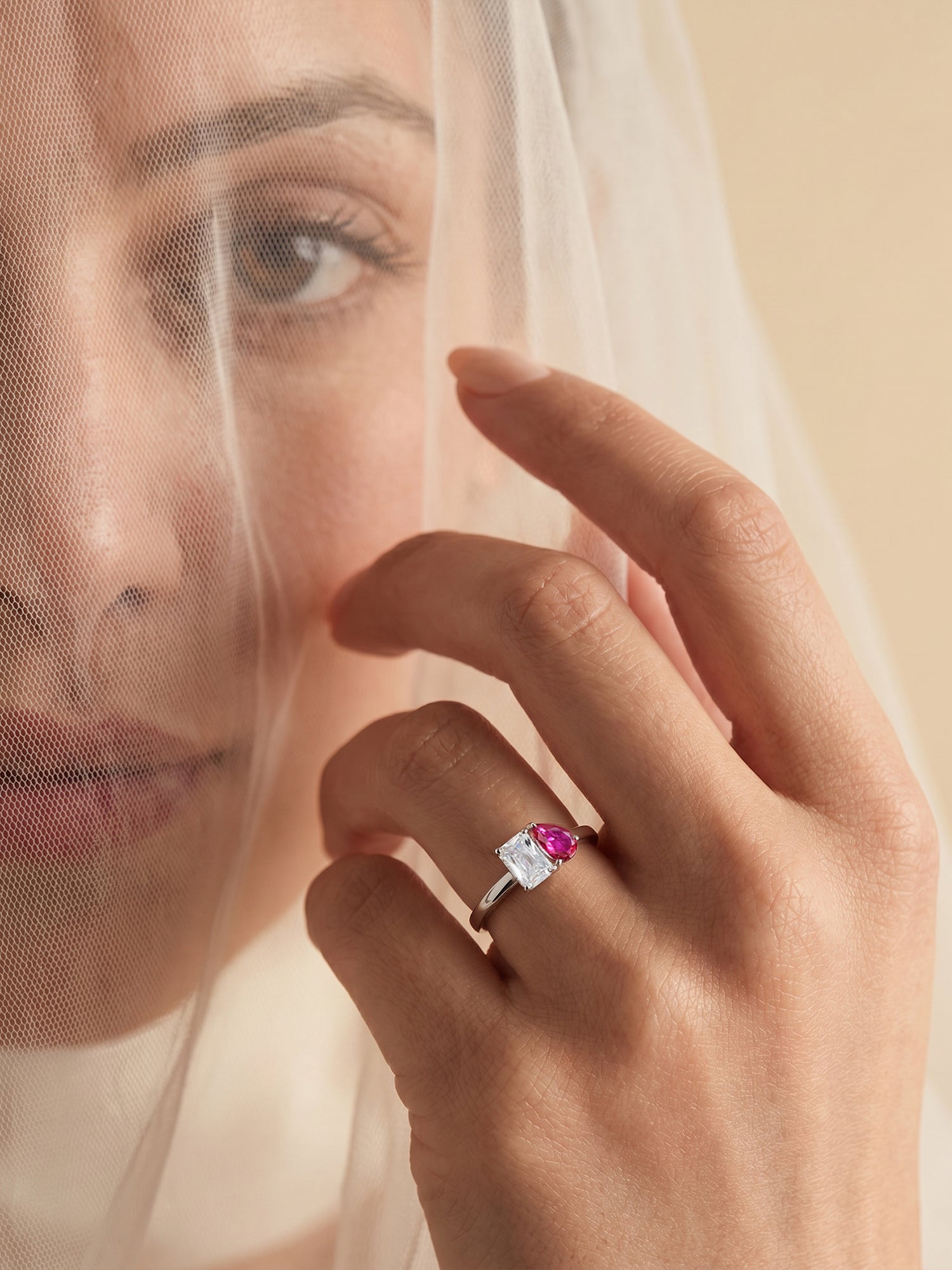 Radiant Ruby Toi Et Moi Silver Ring
