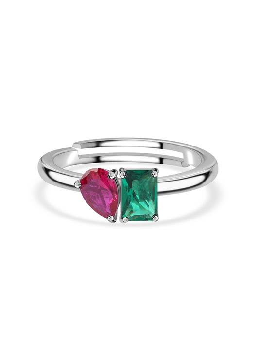 Ruby Emerald Toi Et Moi Ring