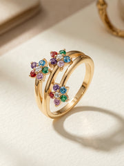 Rainbow Bloom Multi Stone Silver Ring
