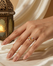 Rainbow Bloom Multi Stone Silver Ring