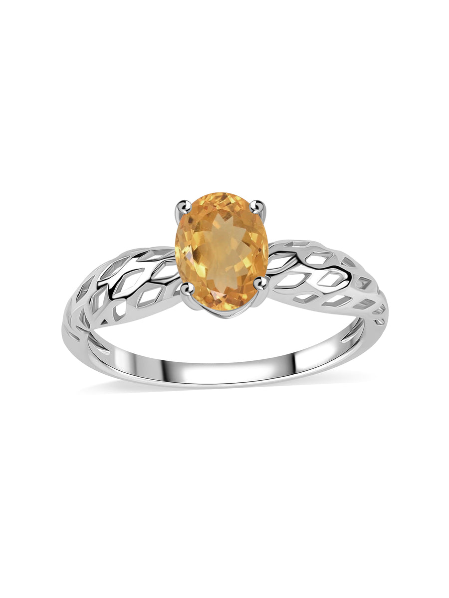 Golden Aura Citrine Oval Silver Ring
