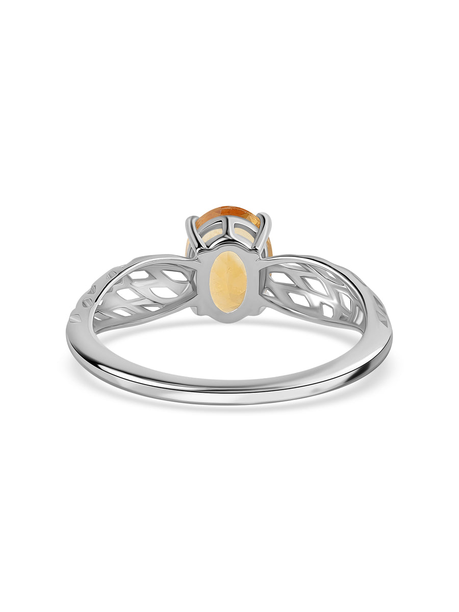 Golden Aura Citrine Oval Silver Ring