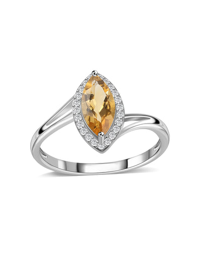 Sunlit Grace Natural Citrine Silver Ring