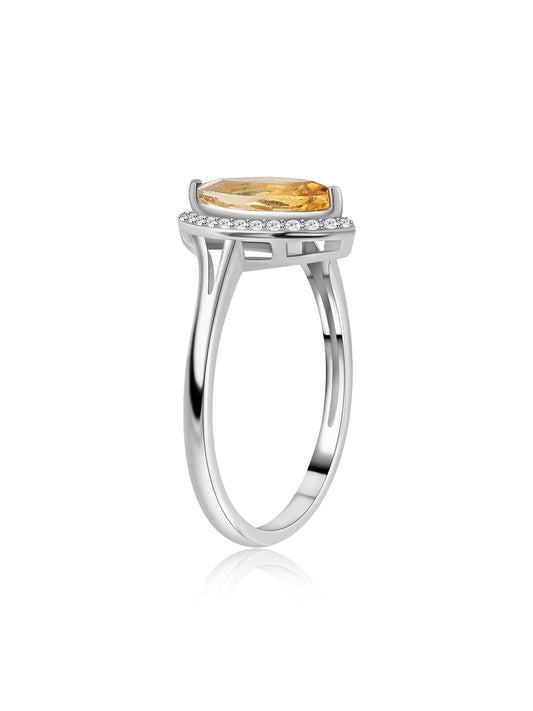 Sunlit Grace Natural Citrine Silver Ring