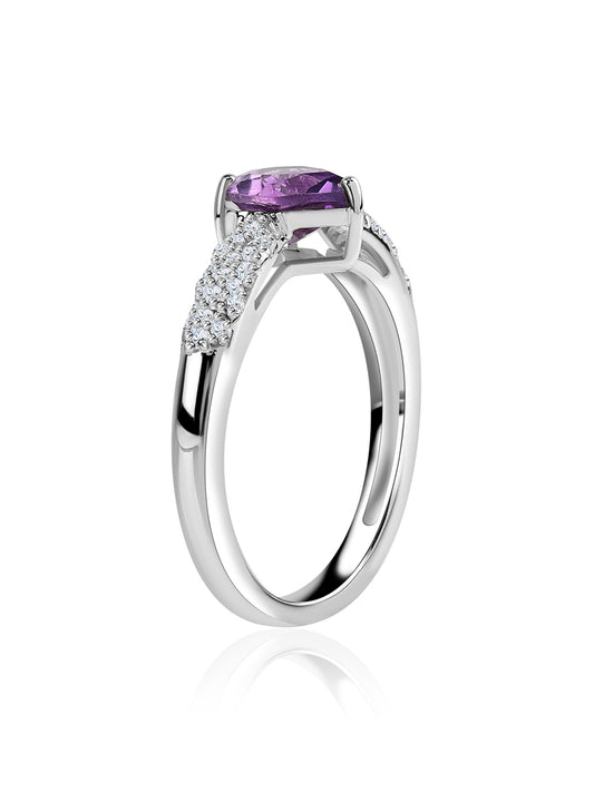 Violet Promise Natural African Amethyst Silver Ring
