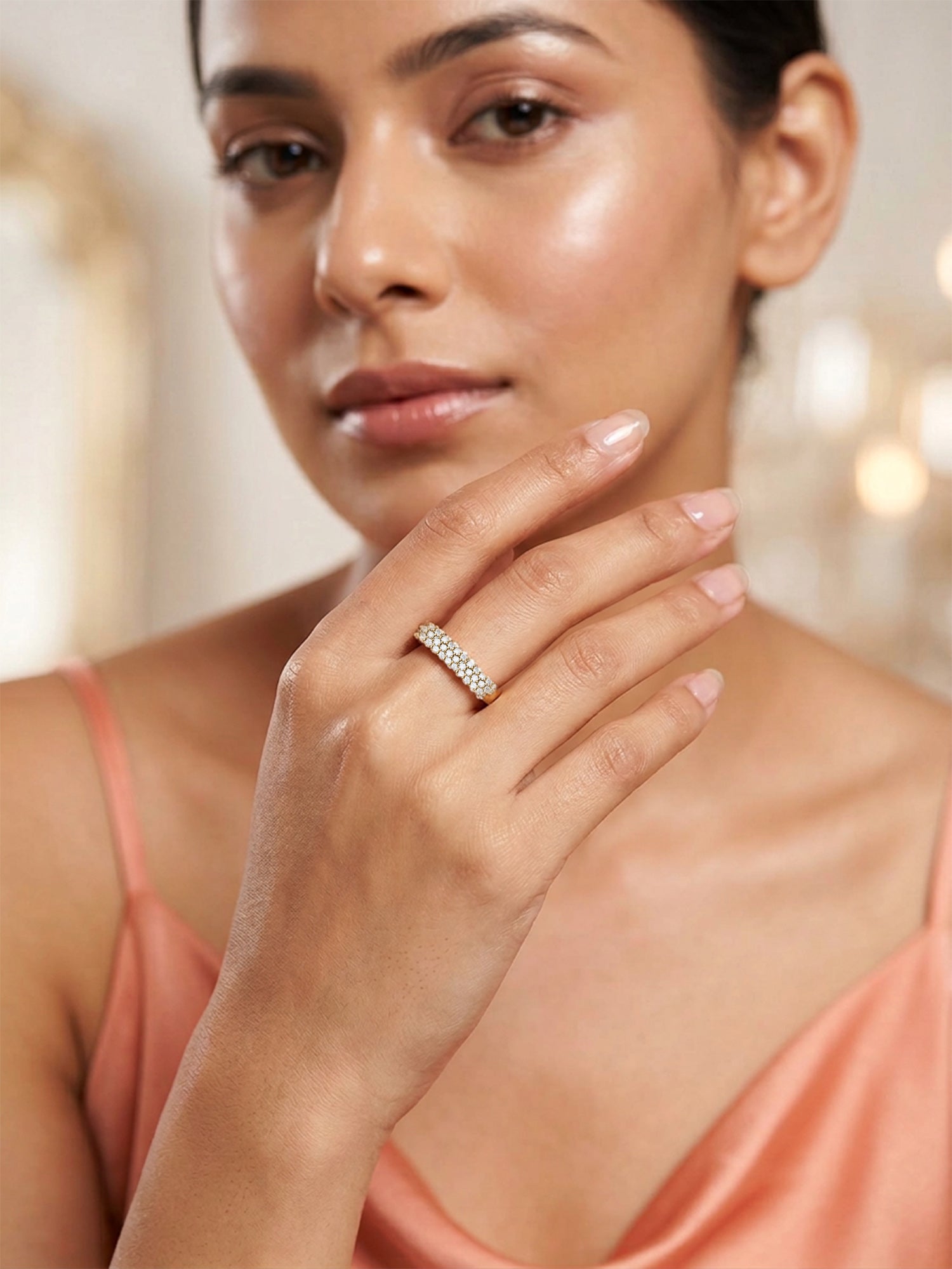 3 Row Lab Grown Diamond Band Ring
