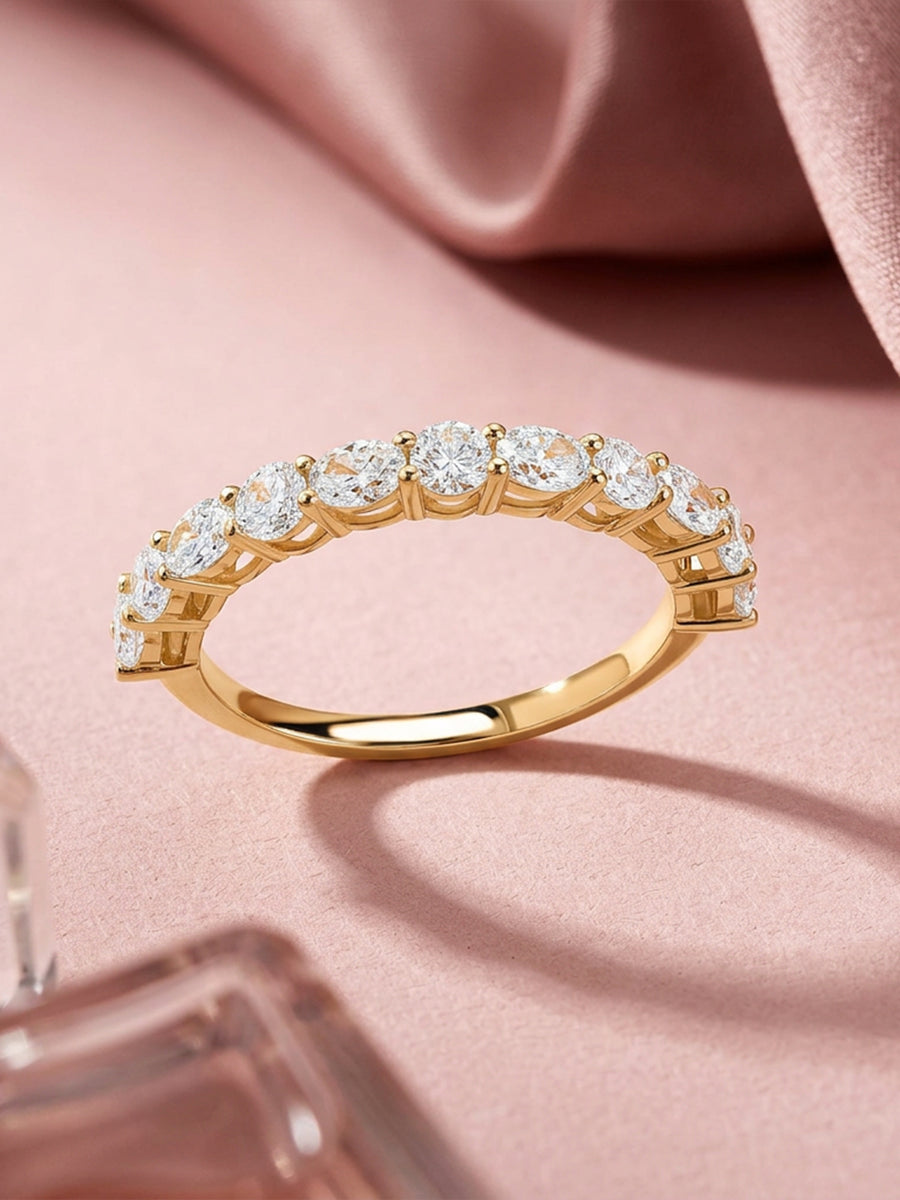 Dome Scalloped Lab Diamond Band Ring