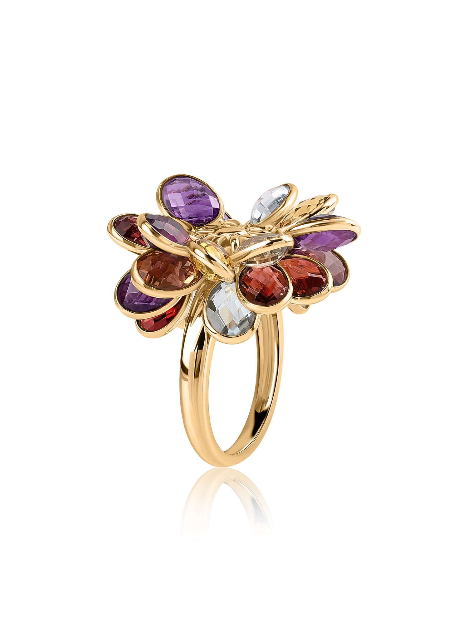 Garden Bloom Multi-Gemstone Silver Ring