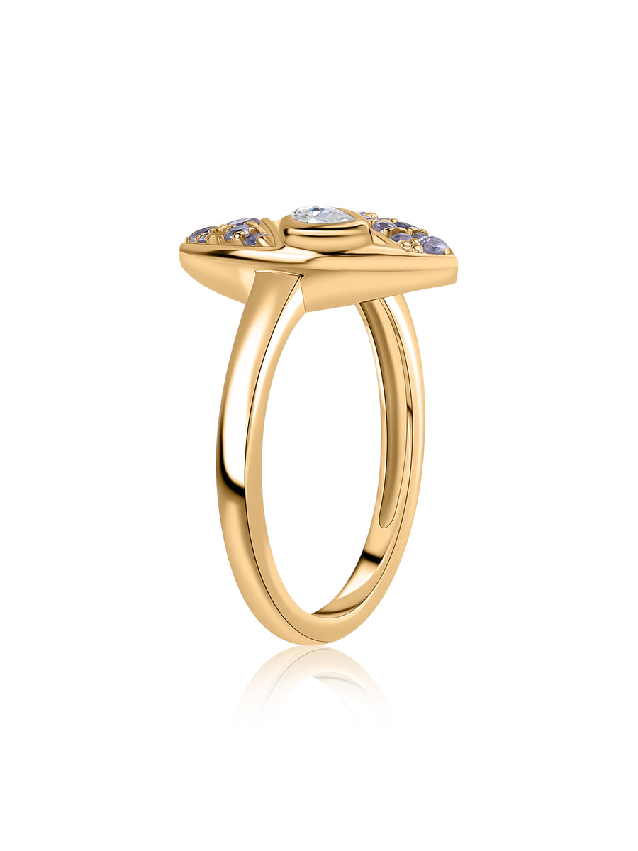 Twilight Flow Natural Tanzanite Silver Ring