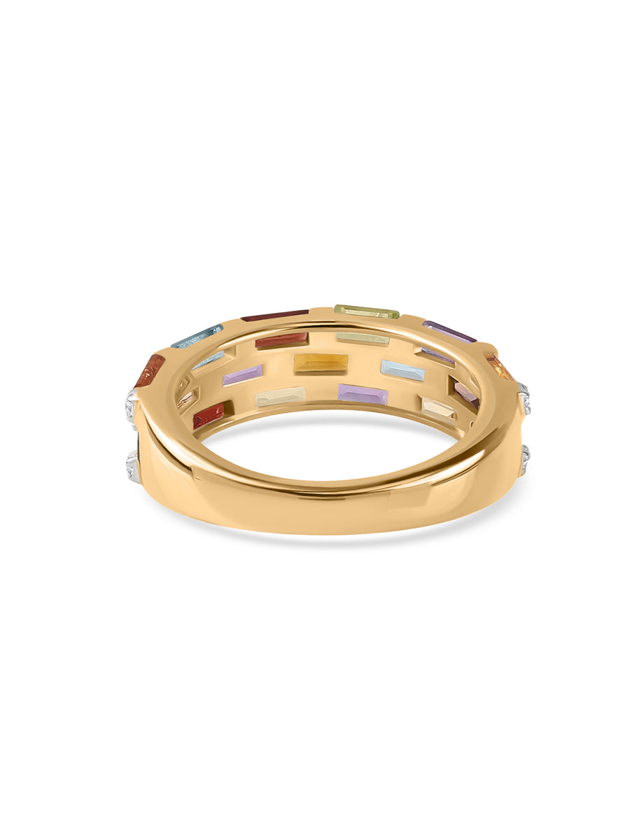 Prismatic Mosaic Multi-Gemstone Silver Ring