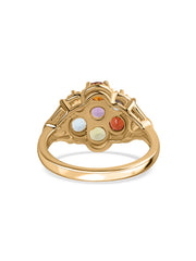 Regal Bloom Multi-Gemstone Silver Ring