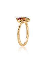 Petal Harmony Multi-Gemstone Silver Ring