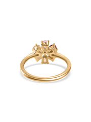 Petal Harmony Multi-Gemstone Silver Ring