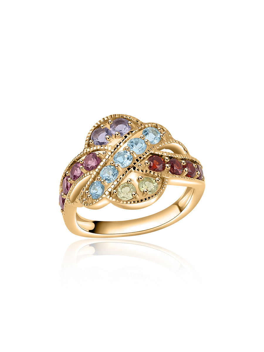 Radiant Spectrum Multi-Gemstone Silver Ring