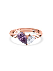 Pear Purple Amethyst Toi Et Moi Adjustable Rose Gold Ring