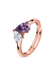 Pear Purple Amethyst Toi Et Moi Adjustable Rose Gold Ring