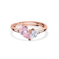 Pear Pink CZ Toi Et Moi Adjustable Rose Gold Ring
