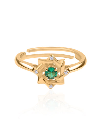 Stunning Squares Emerald CZ Gold Plated Ring for Women