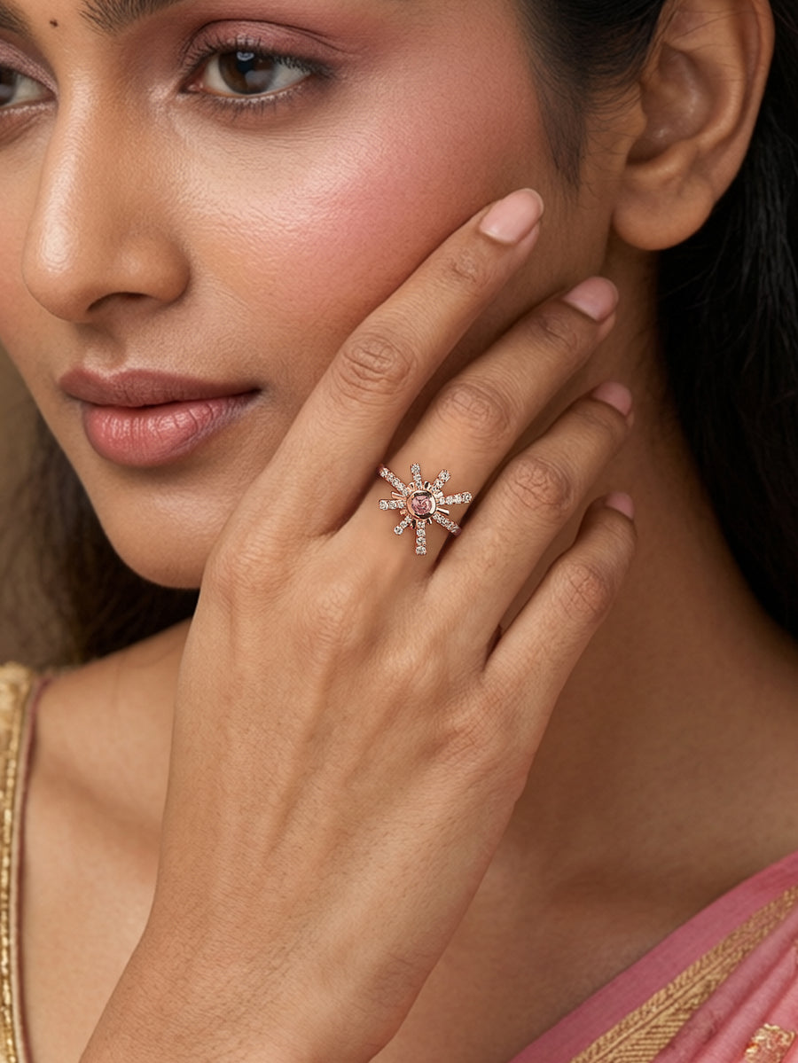 Blush Bloom Pink Rose Gold Adjustable Ring