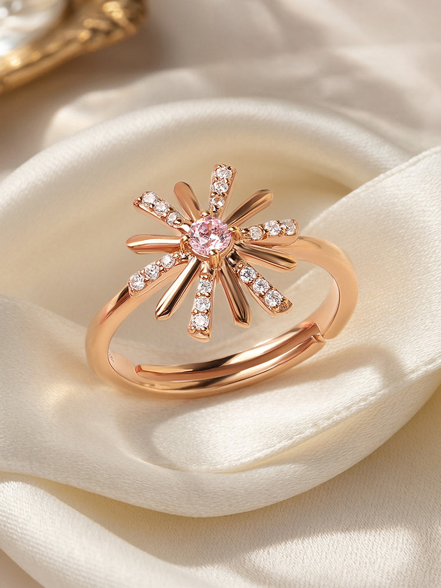 Blush Bloom Pink Silver Ring