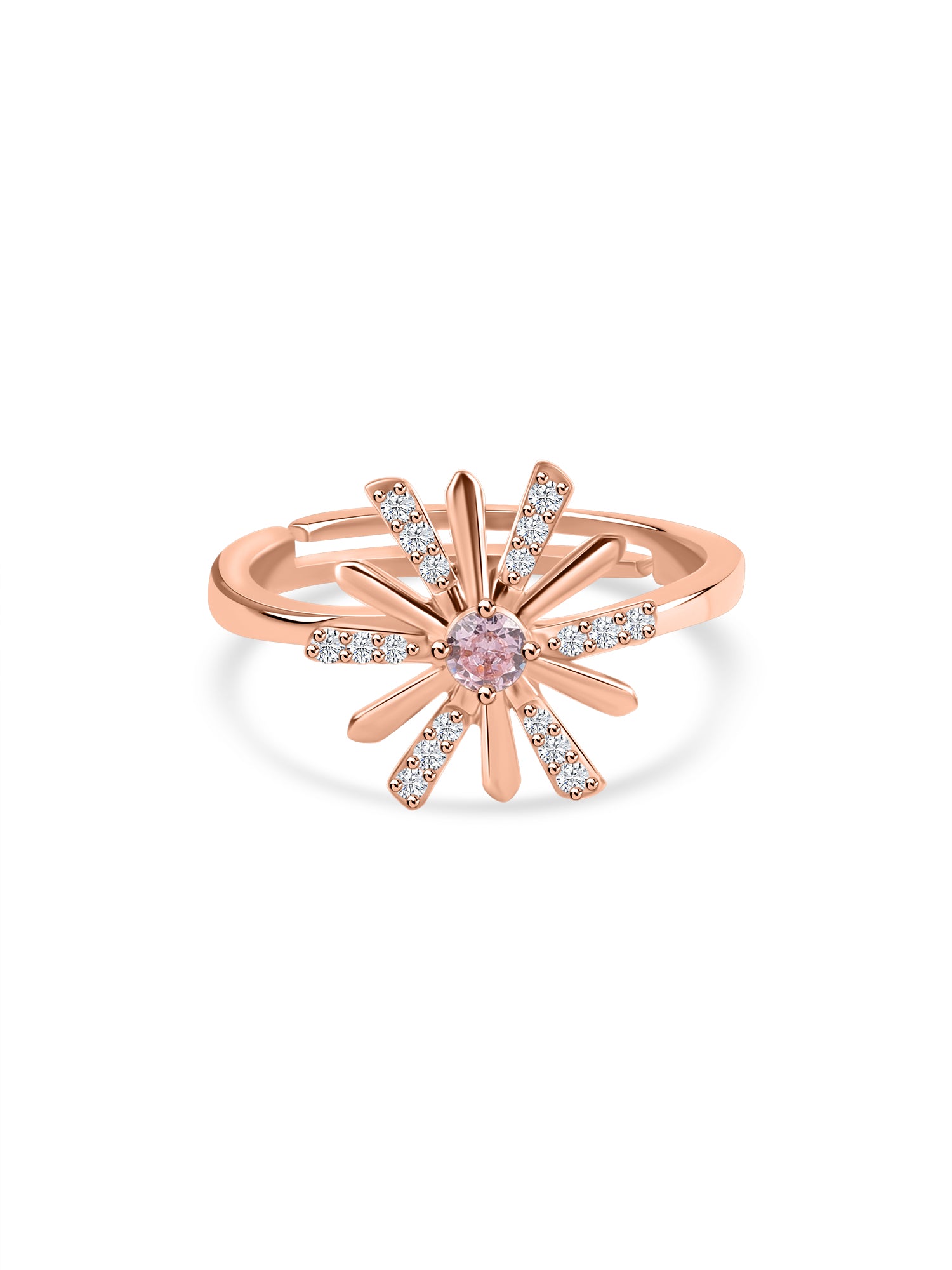 Rose Gold Pink Sparkles Adjustable Ring