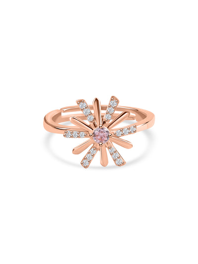 Blush Bloom Pink CZ Rose Gold Plated Ring for Women
