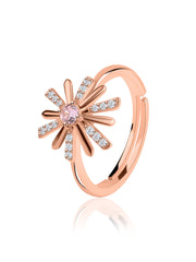 Rose Gold Pink Sparkles Adjustable Ring