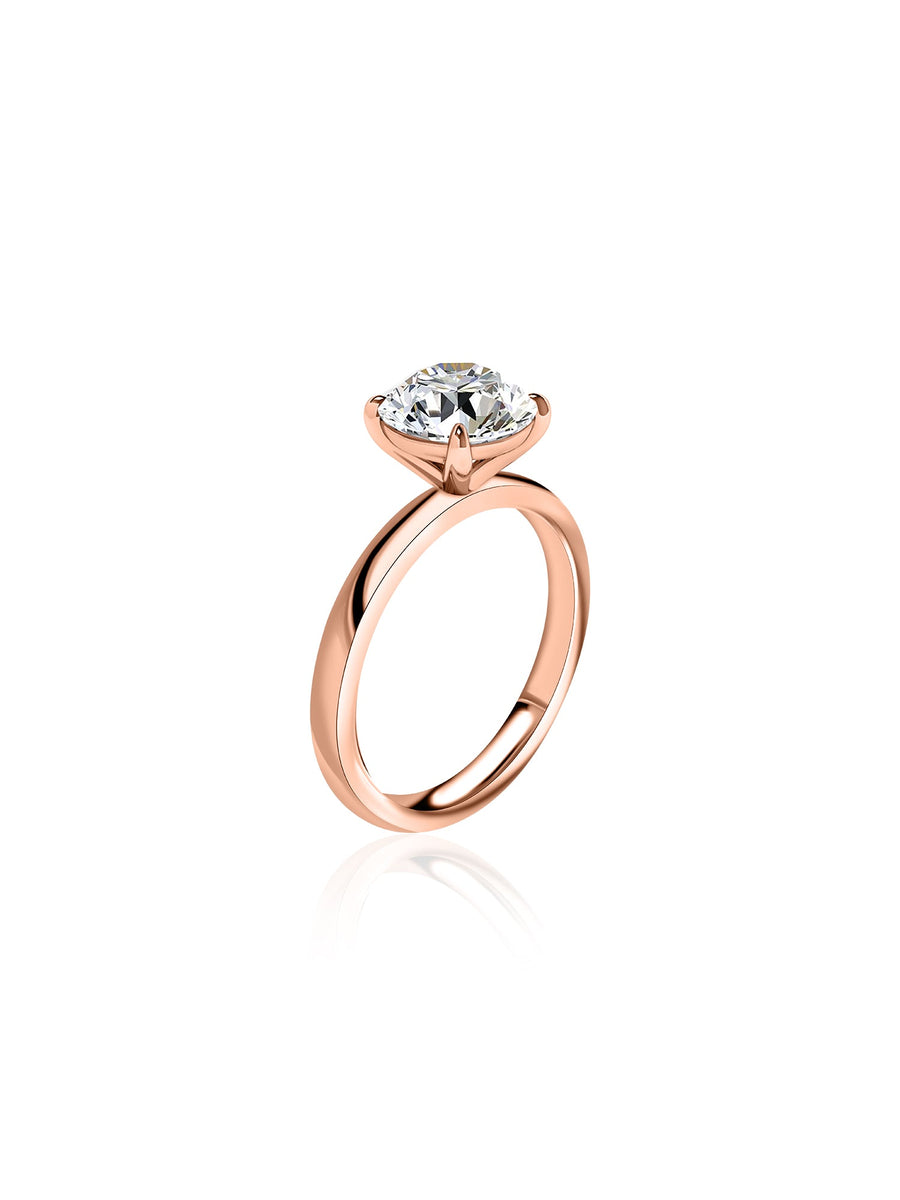 Golden Embrace Round Diamond Solitaire Ring