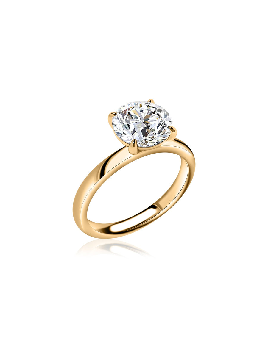 Golden Embrace Round Diamond Solitaire Ring
