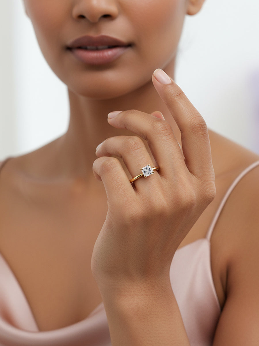 1 Carat Sculpted Glow Princess Solitaire Ring