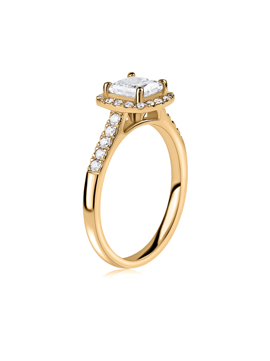 1 Carat Lab-Grown Princess Diamond Halo Ring