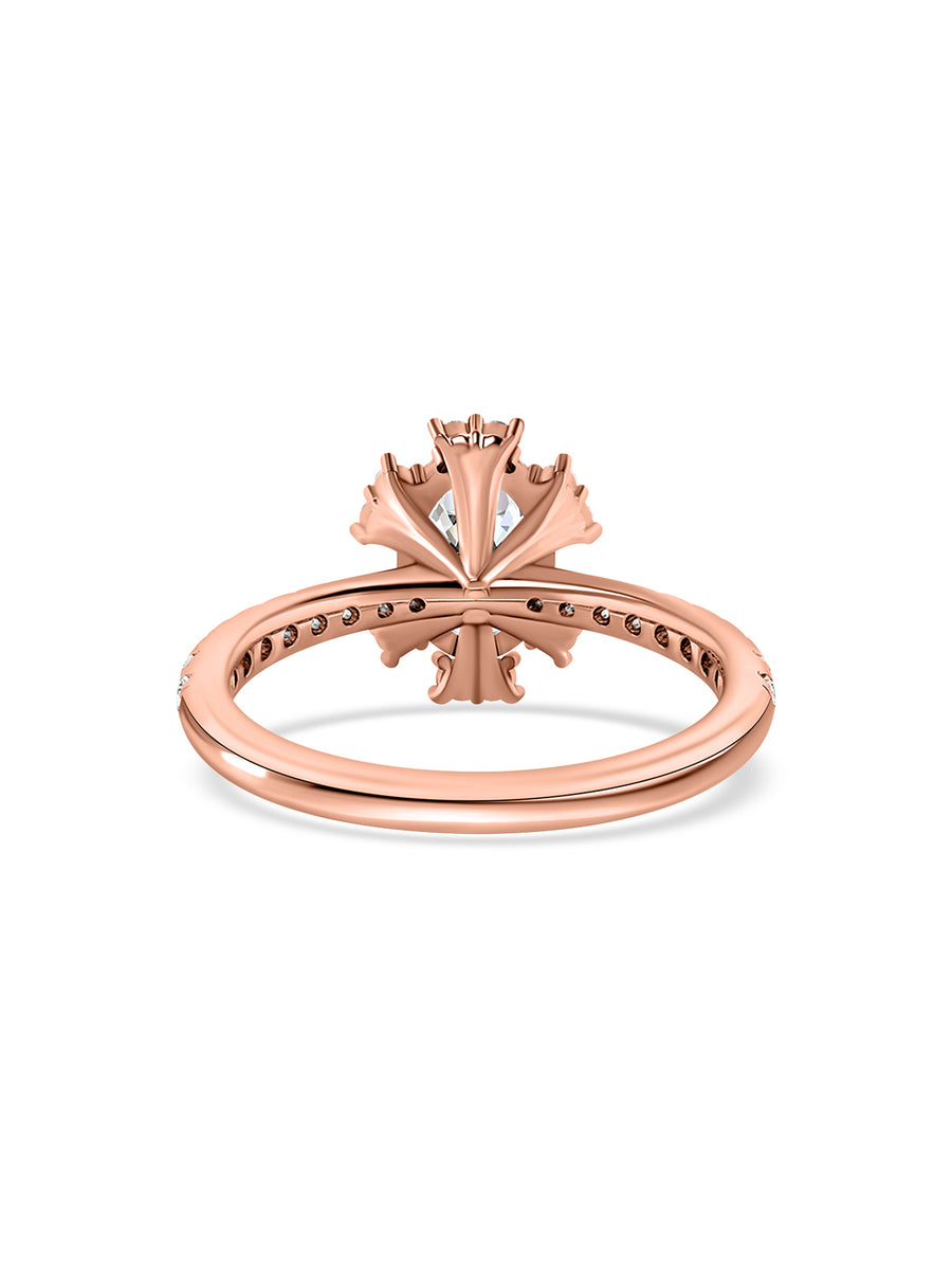 Golden Bloom Oval Halo Diamond Ring