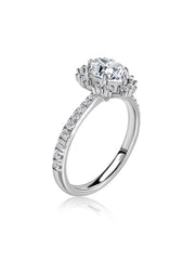 Golden Bloom Oval Halo Diamond Ring