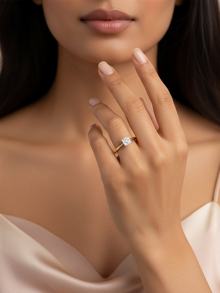 Lab Grown 1 Carat Princess Cut Diamond Ring